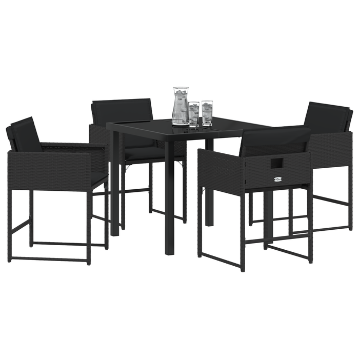 Set mese grădină 5 piese cu perne Negru din Rattan PE - WALTI WALTI