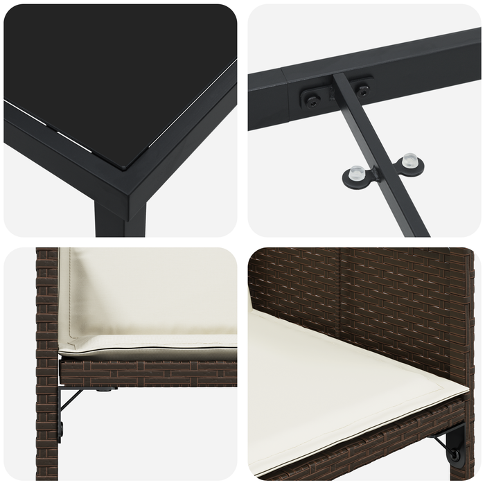 Set de dining de grădină 5 piese cu perne din rattan polimer maro - WALTI WALTI