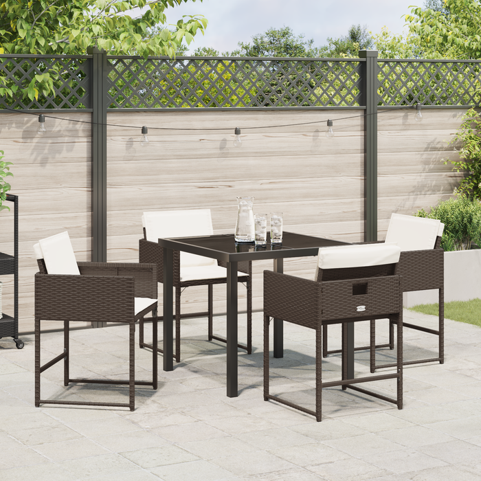 Set de dining de grădină 5 piese cu perne din rattan polimer maro - WALTI WALTI
