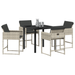 Set de dining în grădină cu 5 piese, cu perne, gri deschis, din ratan polimer - WALTI WALTI