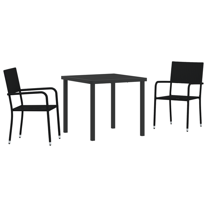 Set de dining în grădină 3 piese din rattan PE negru - WALTI WALTI