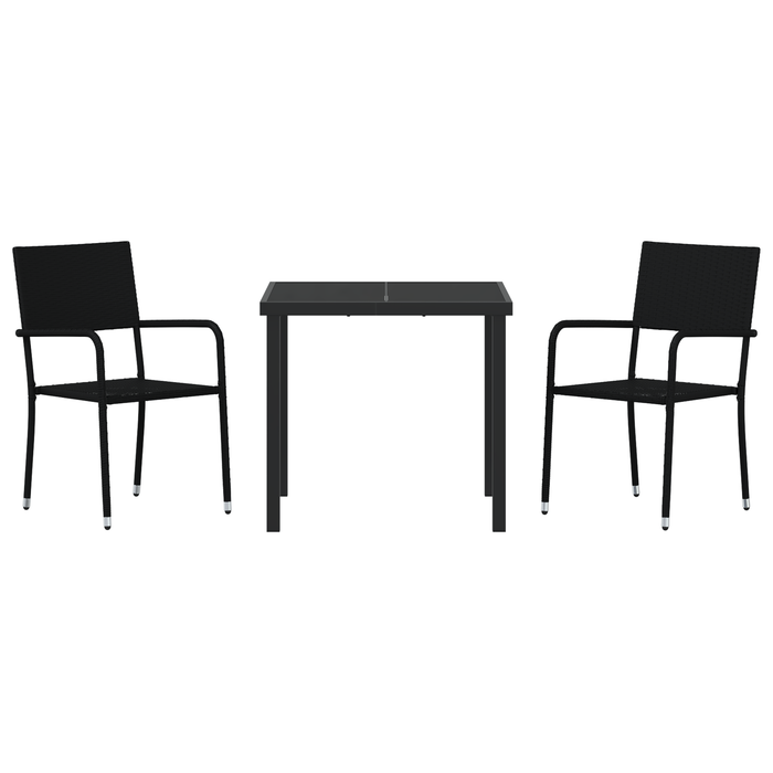 Set de dining în grădină 3 piese din rattan PE negru - WALTI WALTI