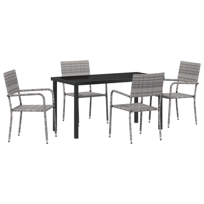 Set de dining pentru grădină 5 piese, gri, poliratan - WALTI WALTI