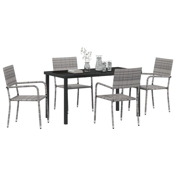 Set de dining pentru grădină 5 piese, gri, poliratan - WALTI WALTI