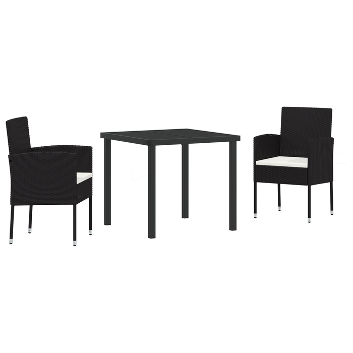 Set de dining pentru grădină cu perne - rattan polimeric negru - WALTI WALTI