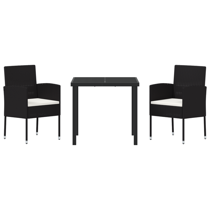 Set de dining pentru grădină cu perne - rattan polimeric negru - WALTI WALTI