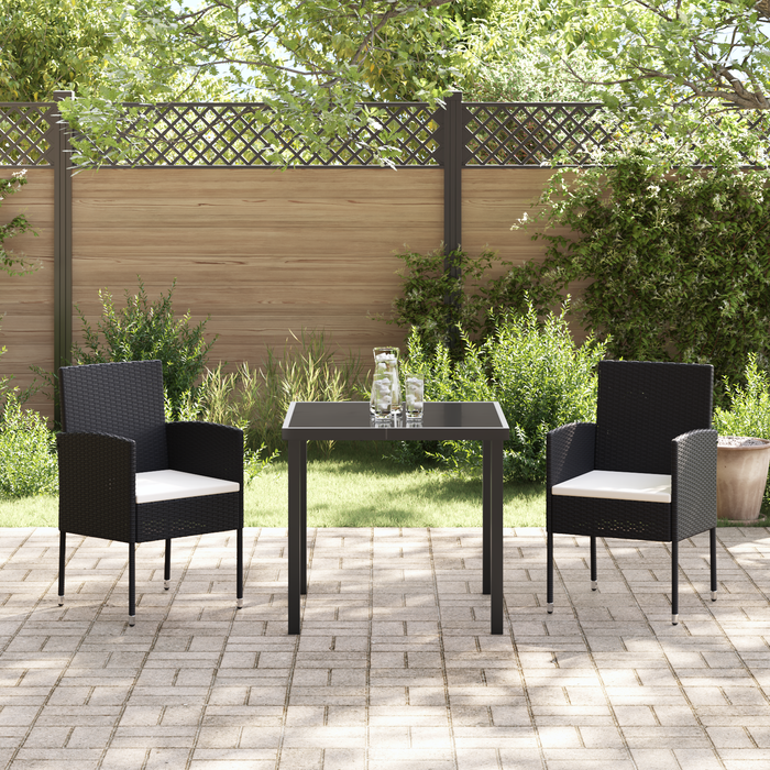 Set de dining pentru grădină cu perne - rattan polimeric negru - WALTI WALTI