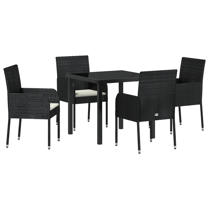 Set de 5 Piese pentru Dining în Grădină cu Pernițe Negru Ratan Poli - WALTI WALTI
