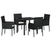 Set de 5 Piese pentru Dining în Grădină cu Pernițe Negru Ratan Poli - WALTI WALTI