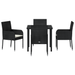 Set de 5 Piese pentru Dining în Grădină cu Pernițe Negru Ratan Poli - WALTI WALTI