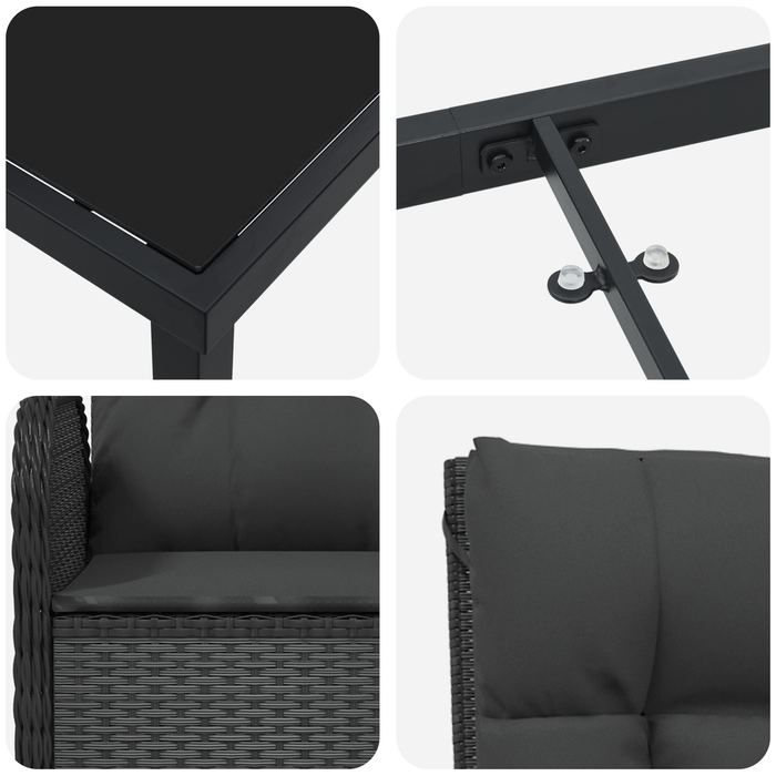 Set de Dining pentru Grădină 3 Piese Negru Ratan Poli - WALTI WALTI