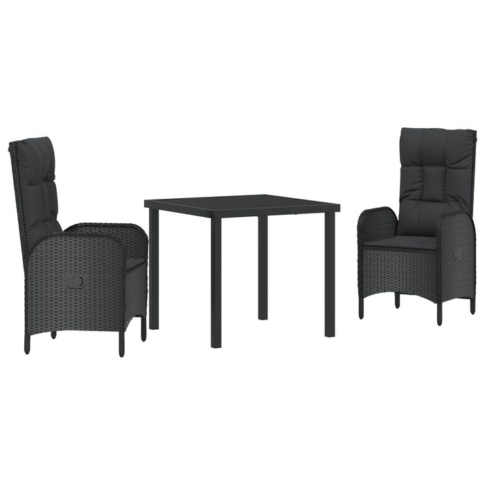 Set de Dining pentru Grădină 3 Piese Negru Ratan Poli - WALTI WALTI