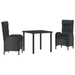 Set de Dining pentru Grădină 3 Piese Negru Ratan Poli - WALTI WALTI