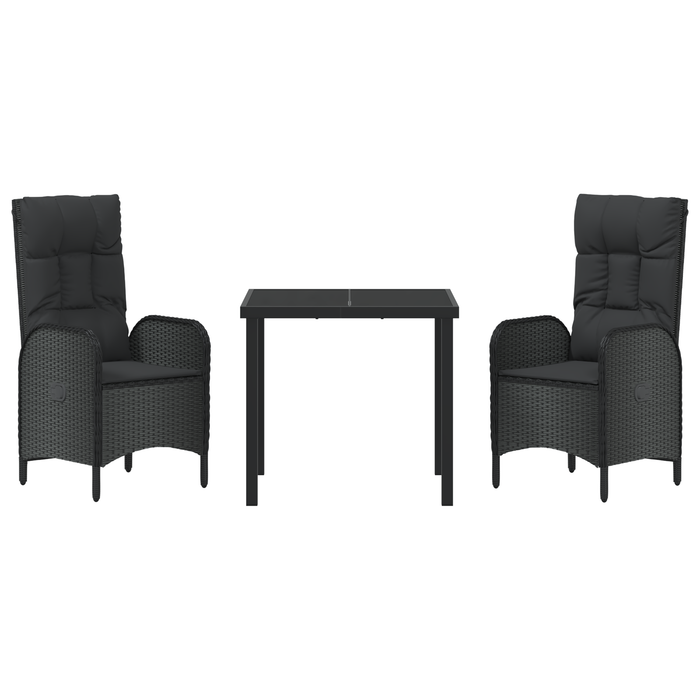 Set de Dining pentru Grădină 3 Piese Negru Ratan Poli - WALTI WALTI