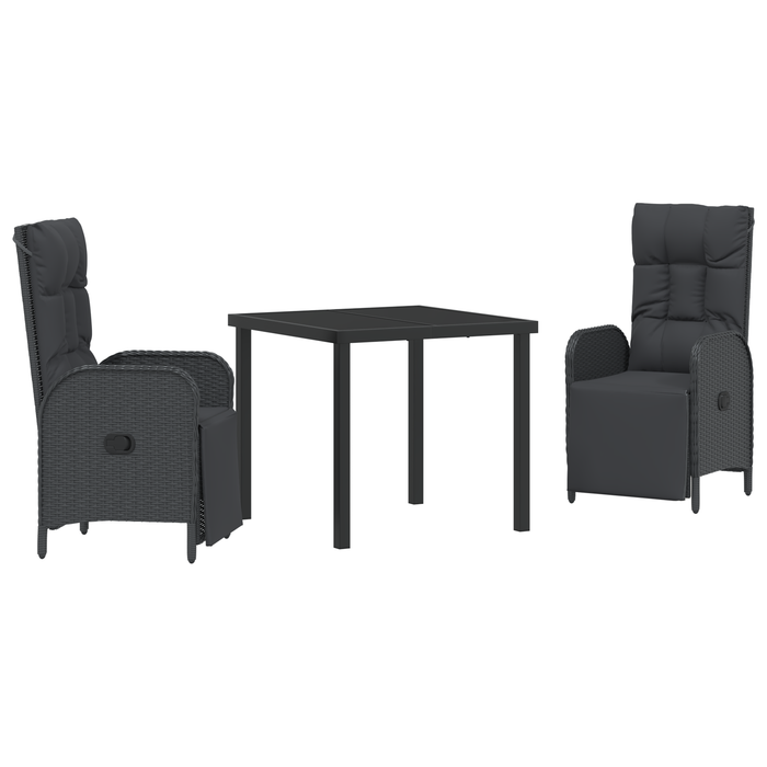 Set Dining Grădină cu Pernă Negru Rattan Poli - WALTI WALTI