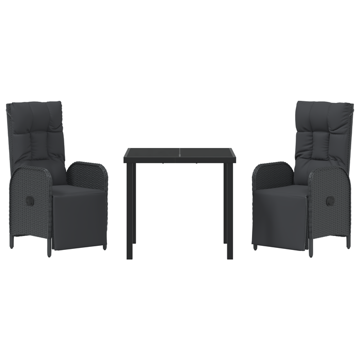 Set Dining Grădină cu Pernă Negru Rattan Poli - WALTI WALTI