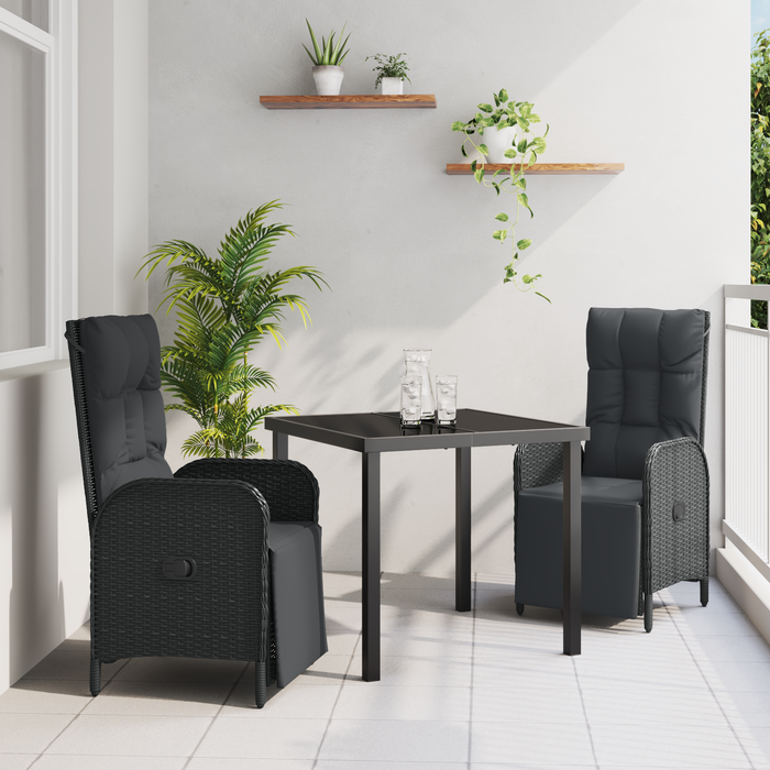 Set Dining Grădină cu Pernă Negru Rattan Poli - WALTI WALTI