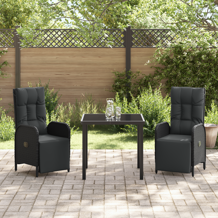 Set Dining Grădină cu Pernă Negru Rattan Poli - WALTI WALTI