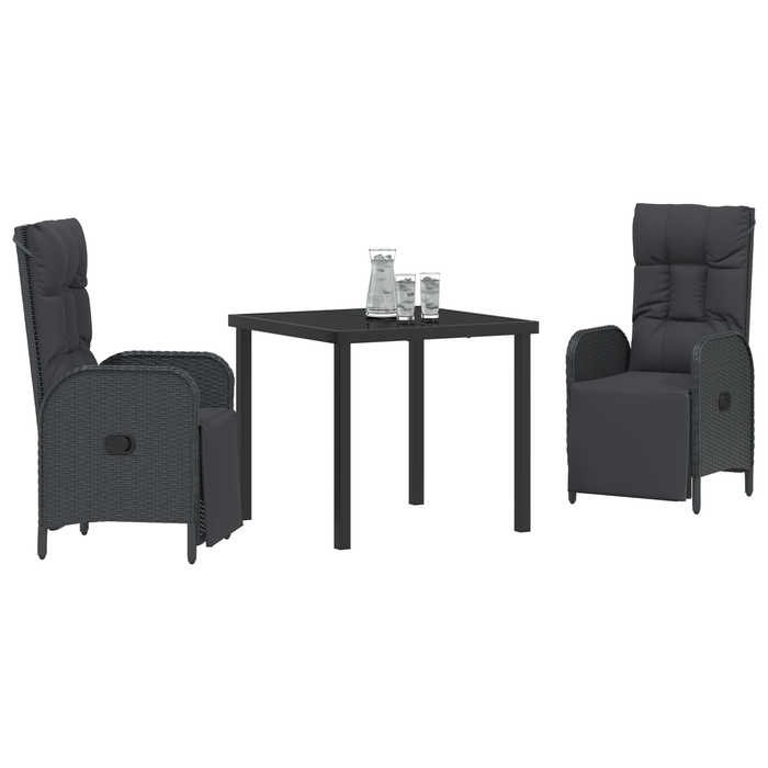 Set Dining Grădină cu Pernă Negru Rattan Poli - WALTI WALTI
