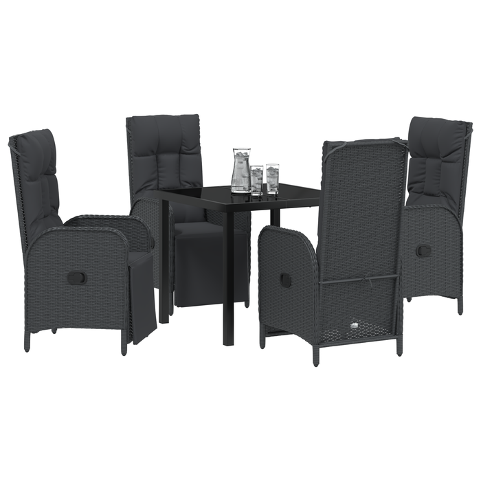 Set dining grădină 5 piese cu perne Negru Poliratan - WALTI WALTI