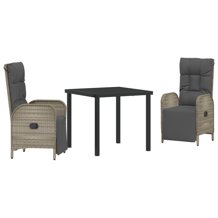 Set de dining pentru grădină , 3 piese, cu perne, gri, din ratan poli - WALTI WALTI