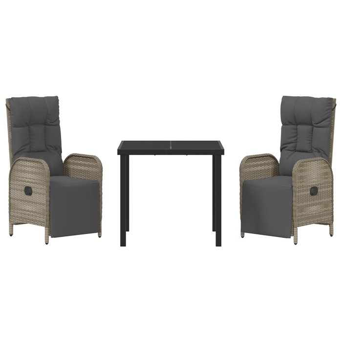 Set de dining pentru grădină , 3 piese, cu perne, gri, din ratan poli - WALTI WALTI