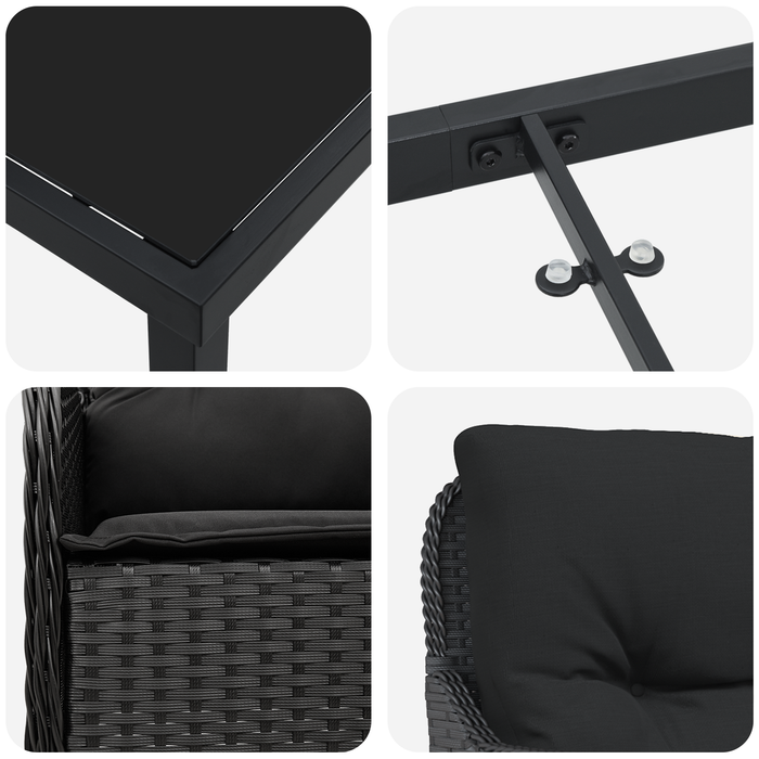 Set de Masă pentru Grădină 5 Piese cu Perne Negru Ratan Poli - WALTI WALTI