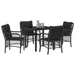 Set de dining de grădină 5 piese cu perne Negru Poliratan - WALTI WALTI