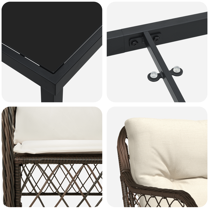 Set de dining de grădină cu 5 piese cu perne maro din ratan poli - WALTI WALTI