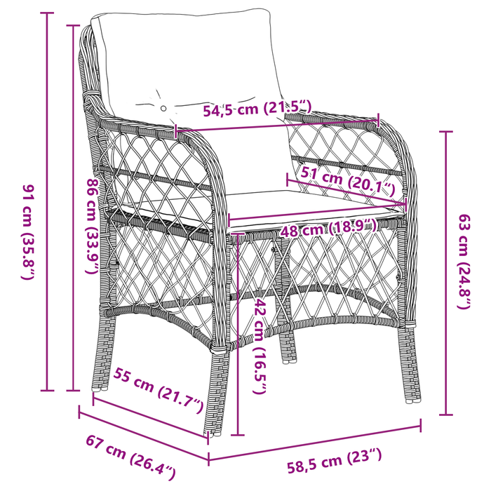 Set de dining de grădină cu 5 piese cu perne maro din ratan poli - WALTI WALTI