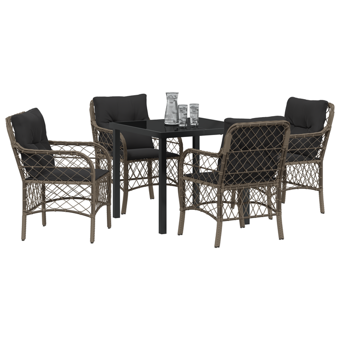 Set de Dining de Grădină cu 5 Piese, cu Perne Gri din Poliratan - WALTI WALTI