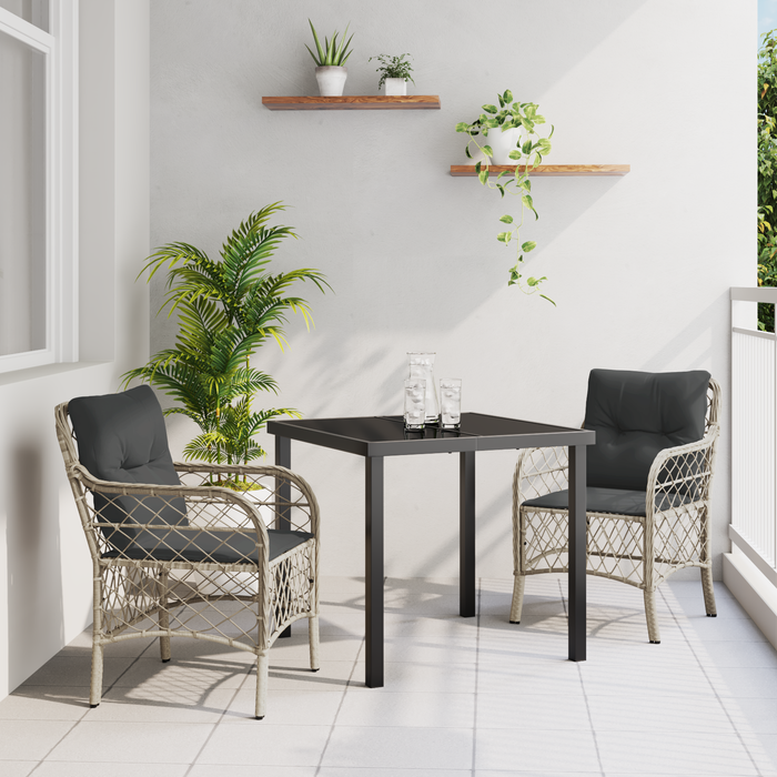 Set mese grădină cu perne gri deschis din rattan sintetic - WALTI WALTI