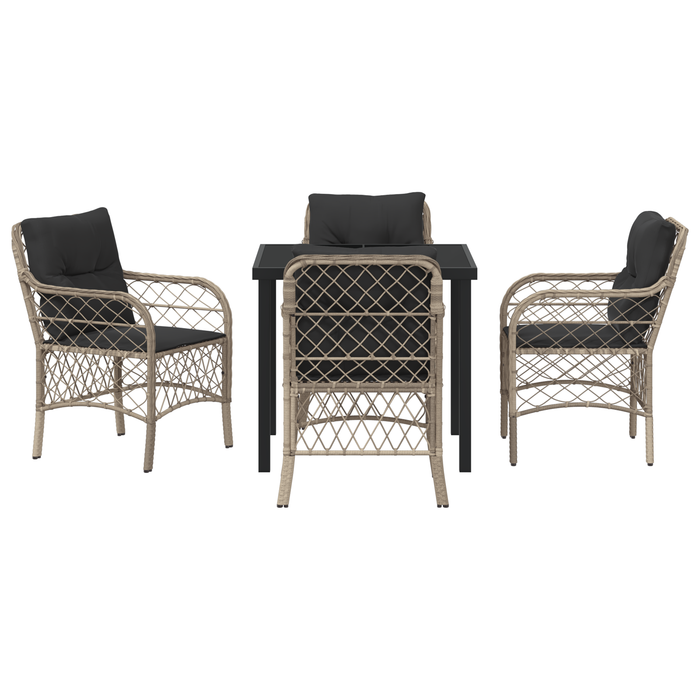 Set de dining de grădină cu 5 piese cu perne gri deschis din ratan PE - WALTI WALTI