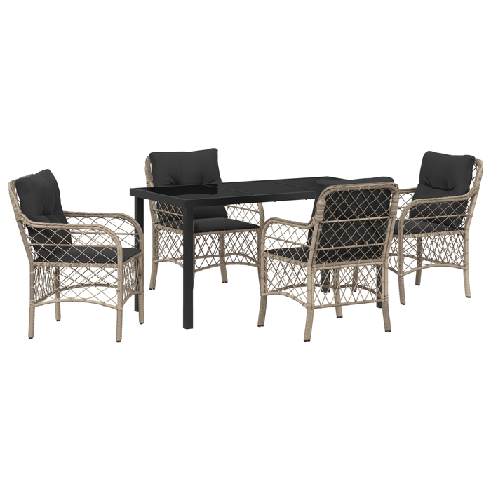 Set de dining de grădină 5 piese cu perne Gri deschis Poli Ratan - WALTI WALTI