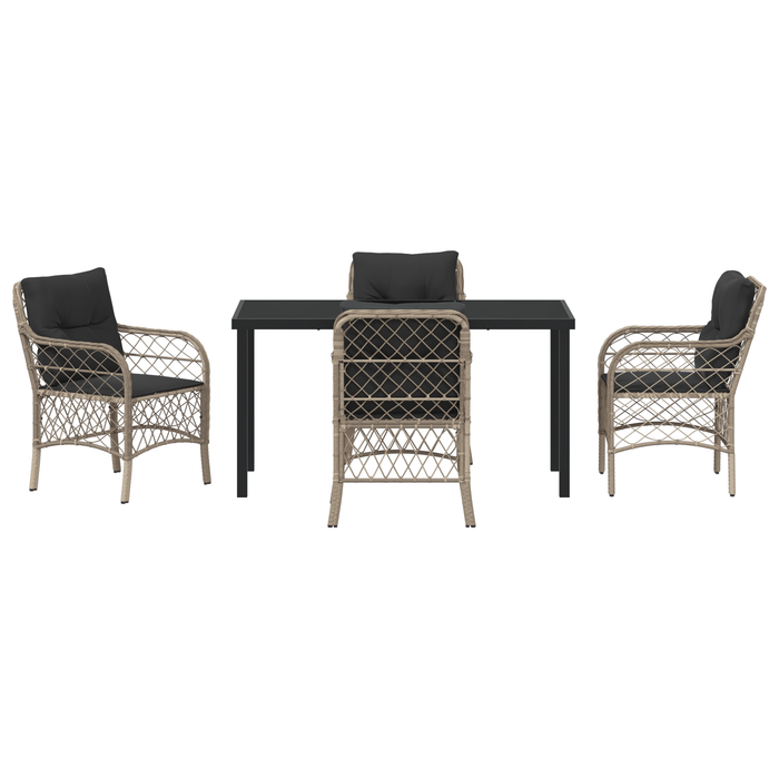 Set de dining de grădină 5 piese cu perne Gri deschis Poli Ratan - WALTI WALTI