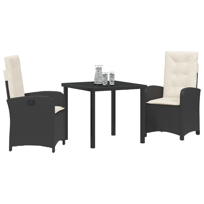 Set de dining de grădină 3 piese cu perne ratan PE negru - WALTI WALTI