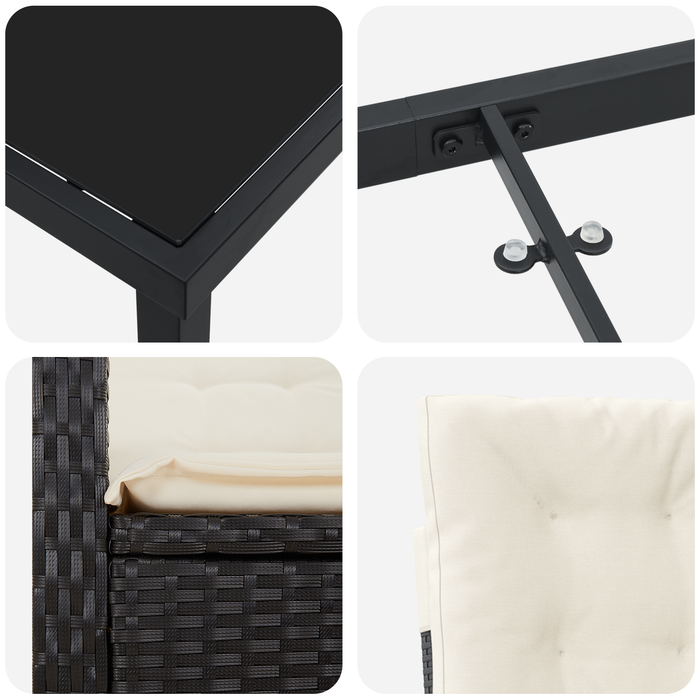 Set de dining de grădină cu 5 piese și perne de ratan negru - WALTI WALTI