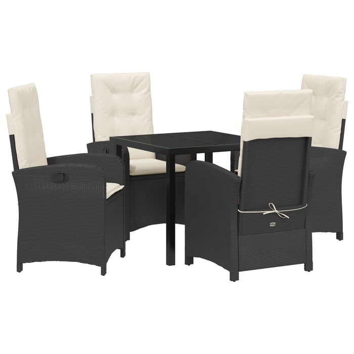 Set de dining de grădină cu 5 piese și perne de ratan negru - WALTI WALTI