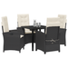 Set de dining de grădină cu 5 piese și perne de ratan negru - WALTI WALTI