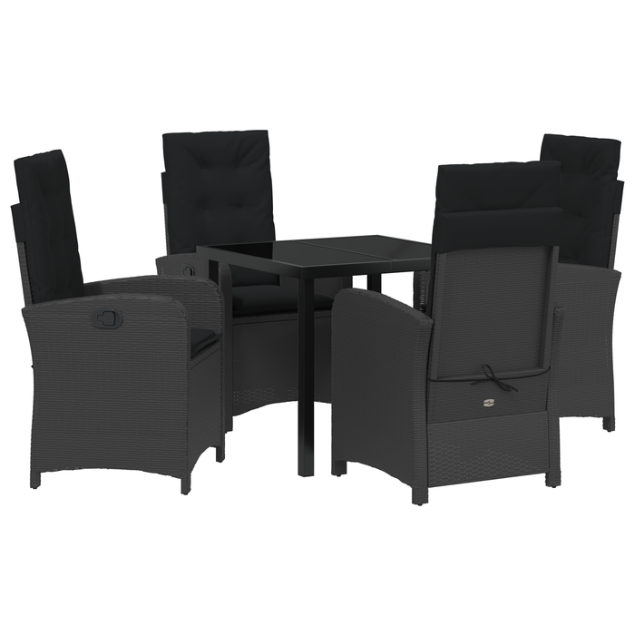 Set de dining de grădină 5 piese cu perne Negru Ratan sintetic - WALTI WALTI