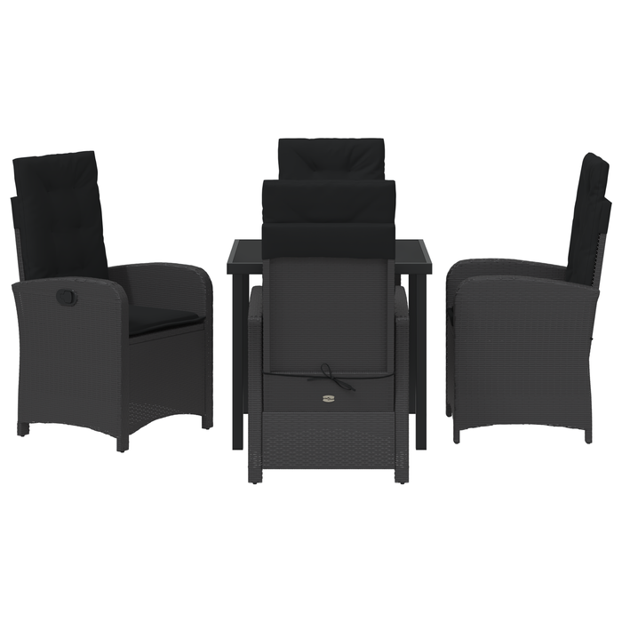 Set de dining de grădină 5 piese cu perne Negru Ratan sintetic - WALTI WALTI