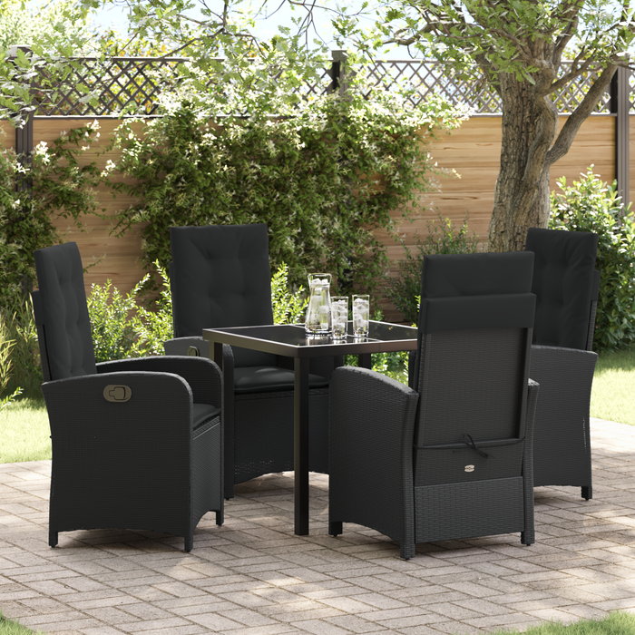 Set de dining de grădină 5 piese cu perne Negru Ratan sintetic - WALTI WALTI