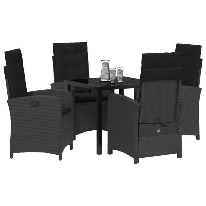 Set de dining de grădină 5 piese cu perne Negru Ratan sintetic - WALTI WALTI