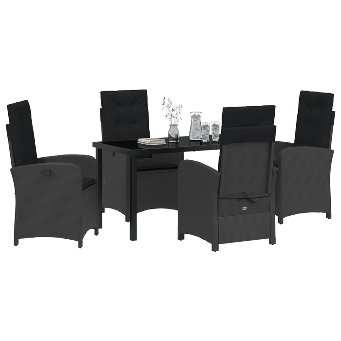 Set de dining pentru grădină cu 5 piese și perne negre din ratan sintetic - WALTI WALTI