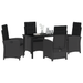Set de dining pentru grădină cu 5 piese și perne negre din ratan sintetic - WALTI WALTI