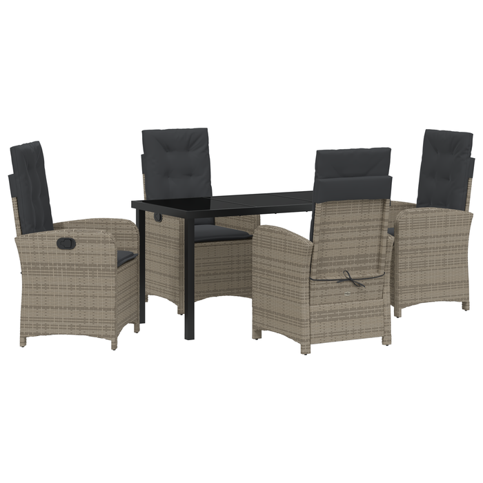 Set de Dining pentru Grădină de 5 Piese cu Perne Gri Ratan Poli - WALTI WALTI