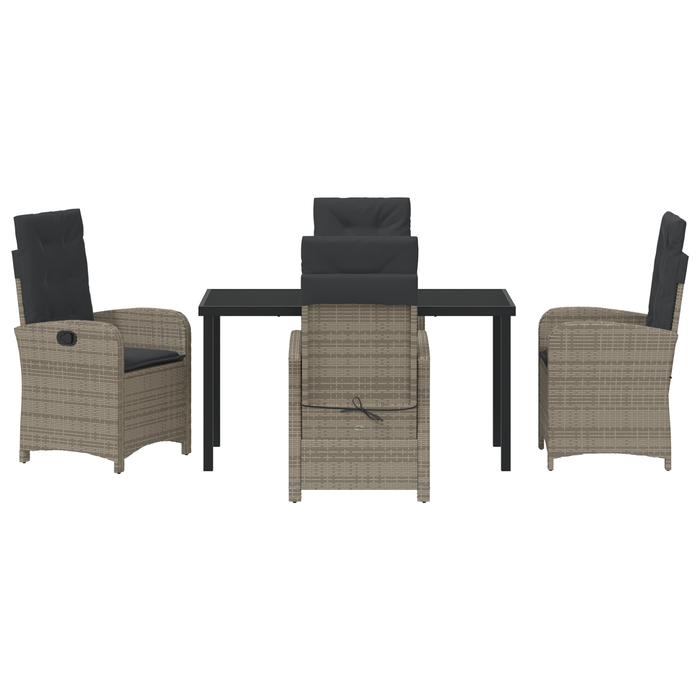 Set de Dining pentru Grădină de 5 Piese cu Perne Gri Ratan Poli - WALTI WALTI