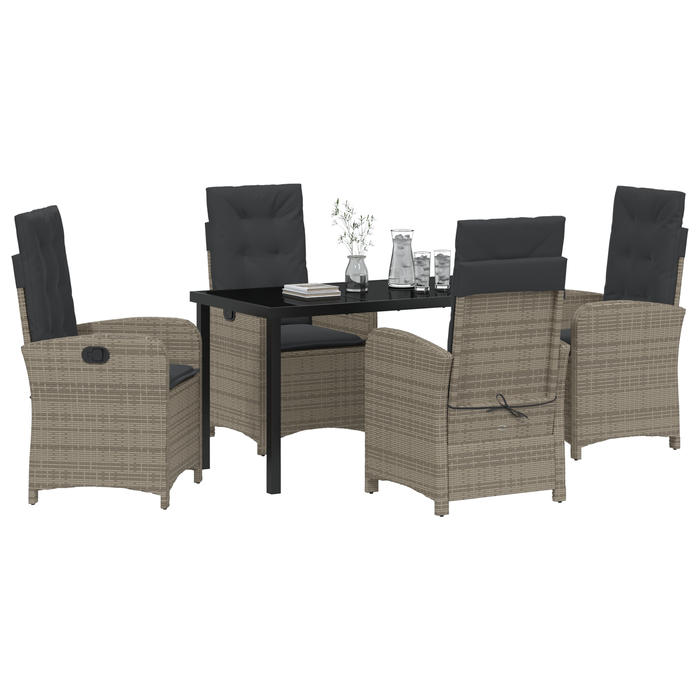 Set de Dining pentru Grădină de 5 Piese cu Perne Gri Ratan Poli - WALTI WALTI