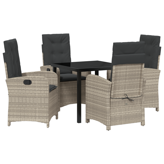 Set de dining pentru grădină 5 piese cu perne gri deschis din ratan poli - WALTI WALTI