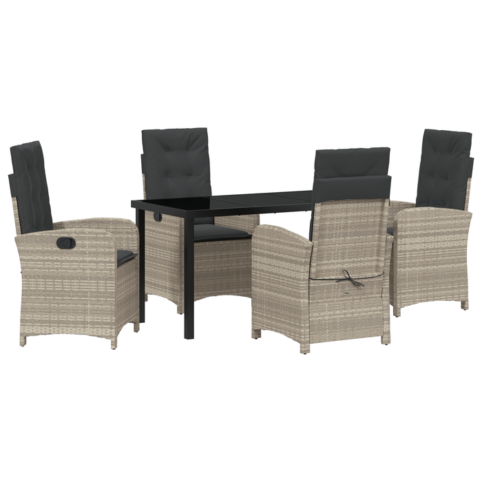 Set de dining de grădină din 5 piese cu perne în gri deschis din rattan poli - WALTI WALTI
